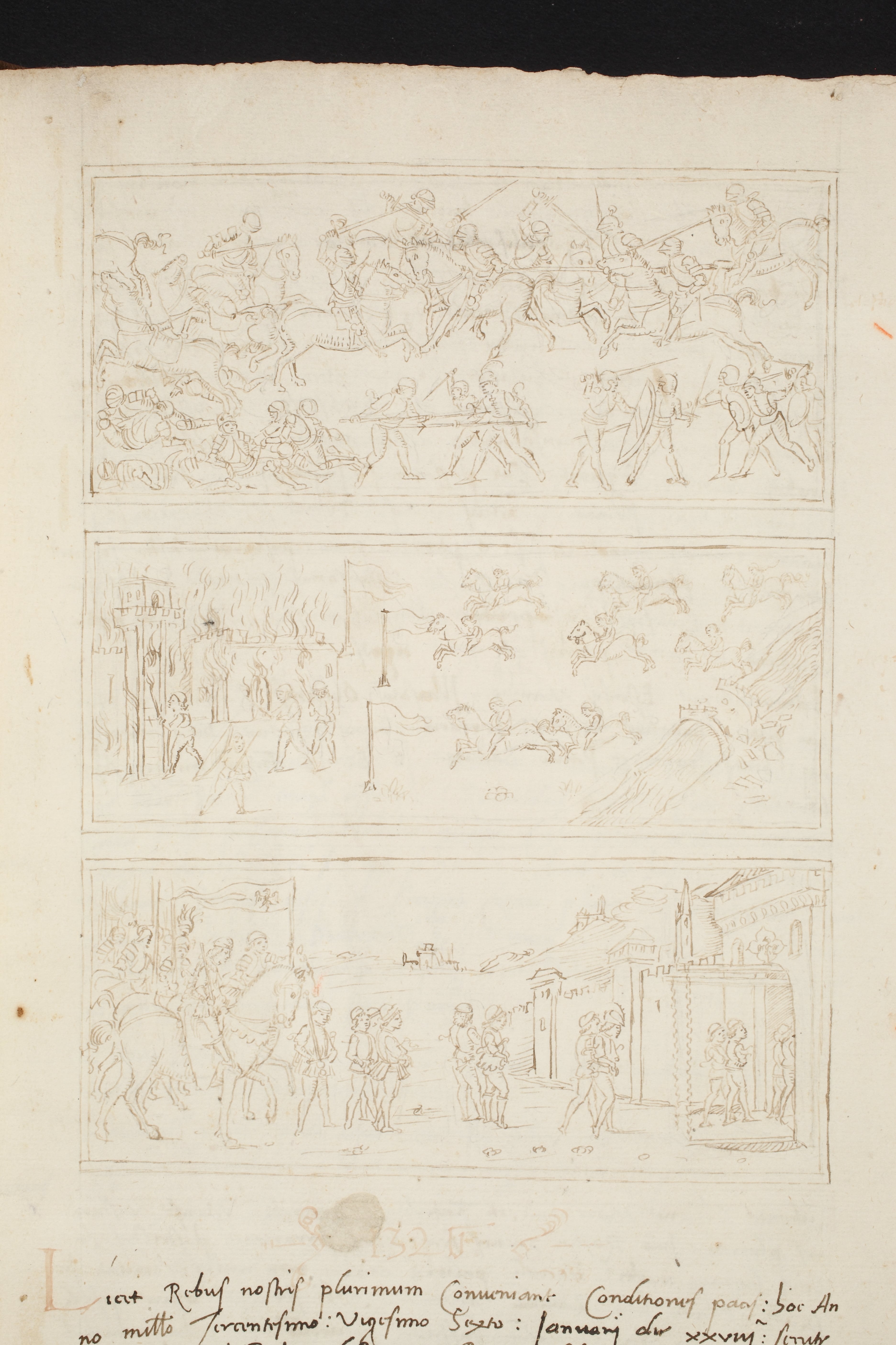 Historiae Ferrariae, Liber VIII  La battaglia di Zappolino (15 novembre 1325)  ASMo, Manoscritti della Biblioteca, 133, c. 18r