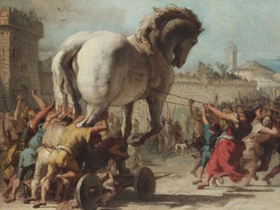 Cavallo di Troia viene introdotto nella città, Gian Domenico Tiepolo, sec. XVIII, Nationa Gallery, Londra
