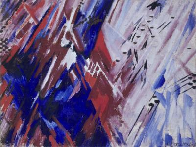 Red and blue rayonismo (beach), M. F. Larinov, 1911