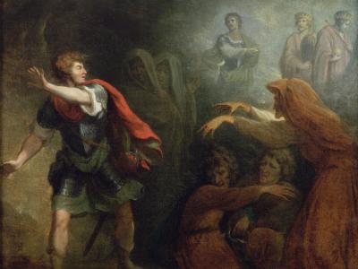 Macbeth and the witches, Romney, 1785