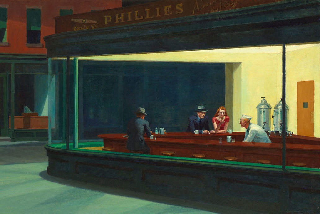 Nighthawks, Edward Hopper, 1942, Art Institute of Chicago Building
