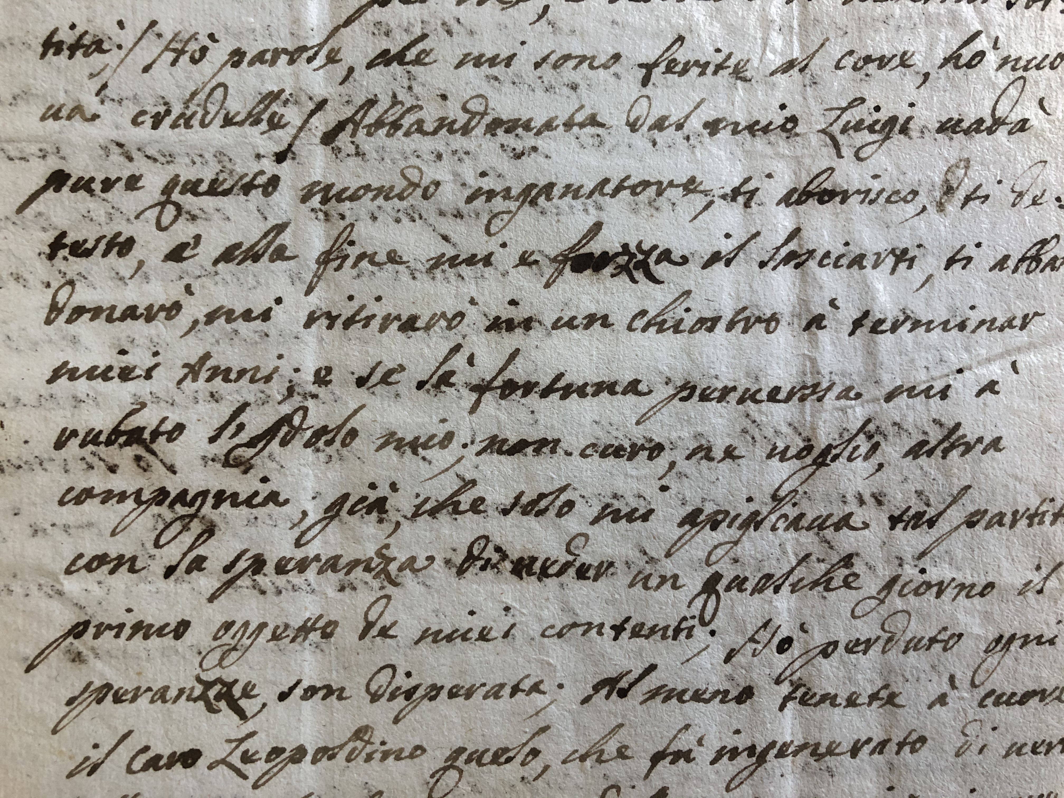 lettera di Anna Maria Cagnolati al Principe Luigi