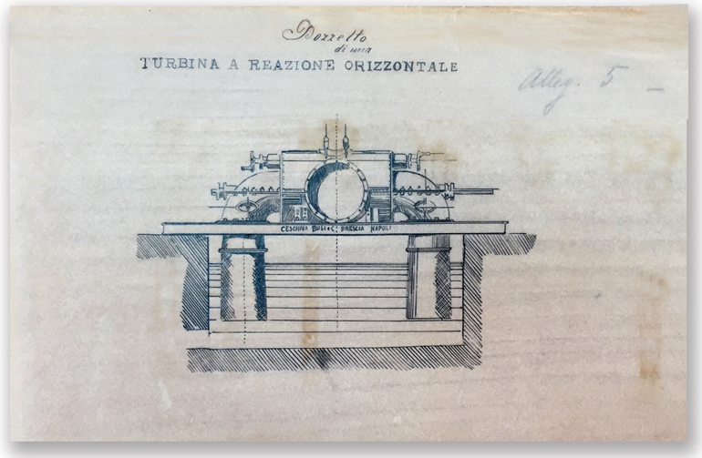 Reggio Calabria, 12 ottobre 1903 Pozzetto di una turbina a reazione orizzontale Progetto redatto dall’ing. Federico Sabino