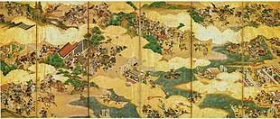 Hokusai paravento- la battaglia di Genpei