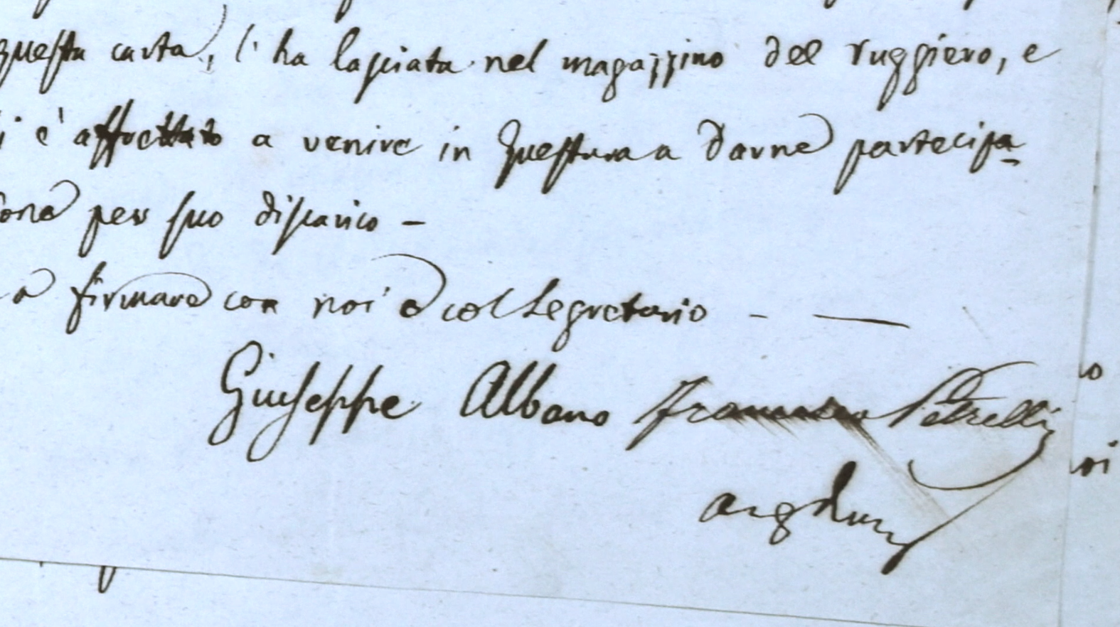 Verbale della deposizione rilasciata da Giuseppe Albano all’ispettore  Francesco Petrelli il 17 ottobre 1861 (particolare)