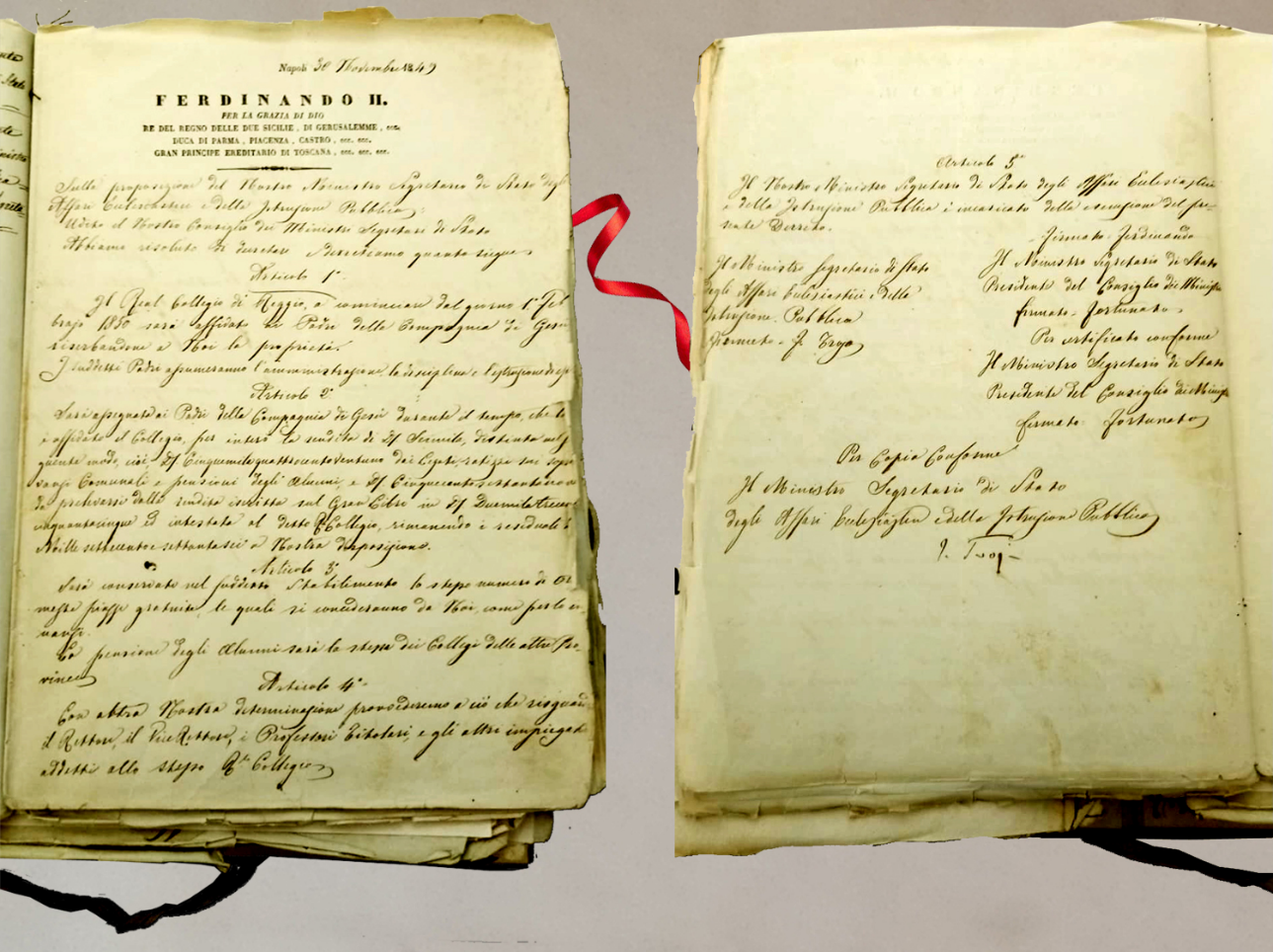 30 novembre 1849 - Decreto di affidamento del Real Collegio ai RR.PP. Gesuiti
