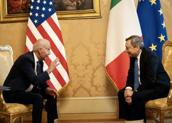 Prime Minister Draghi meeting with US President Joe Biden at Palazzo Chigi, 10/29/2021. Photo: (governo.it)