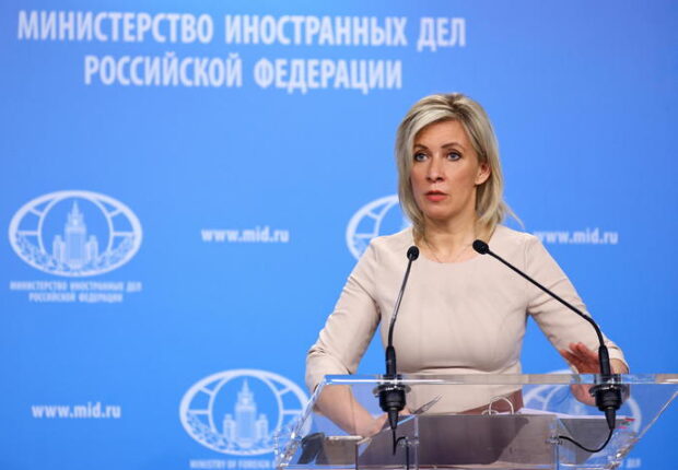 Maria Zakharova, the Russian Foreign Ministry's spokeswoman, during a briefing in Moscow, Russia (EPA/RUSSIAN FOREIGN MINISTRY)