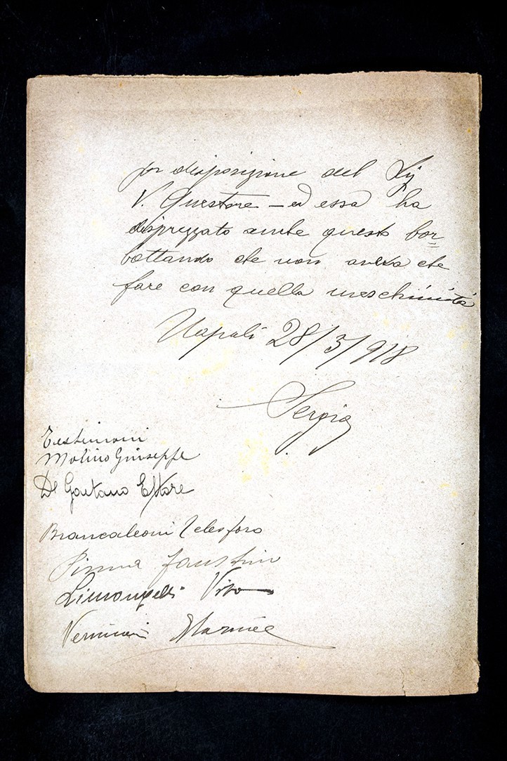 Rapporto Ufficio Profughi Questura di Napoli, Napoli, 1918