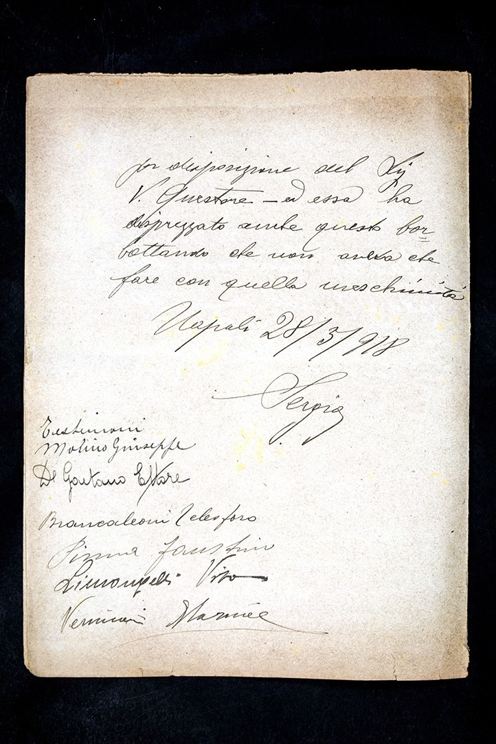 Rapporto Ufficio Profughi Questura di Napoli, Napoli, 1918