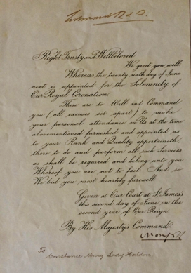 Invito ufficiale alla cerimonia di incoronazione di re Edoardo VII