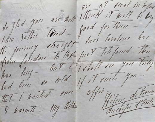 Lettera di Elena di Francia inviata a Lady Haldon da Capodimonte
