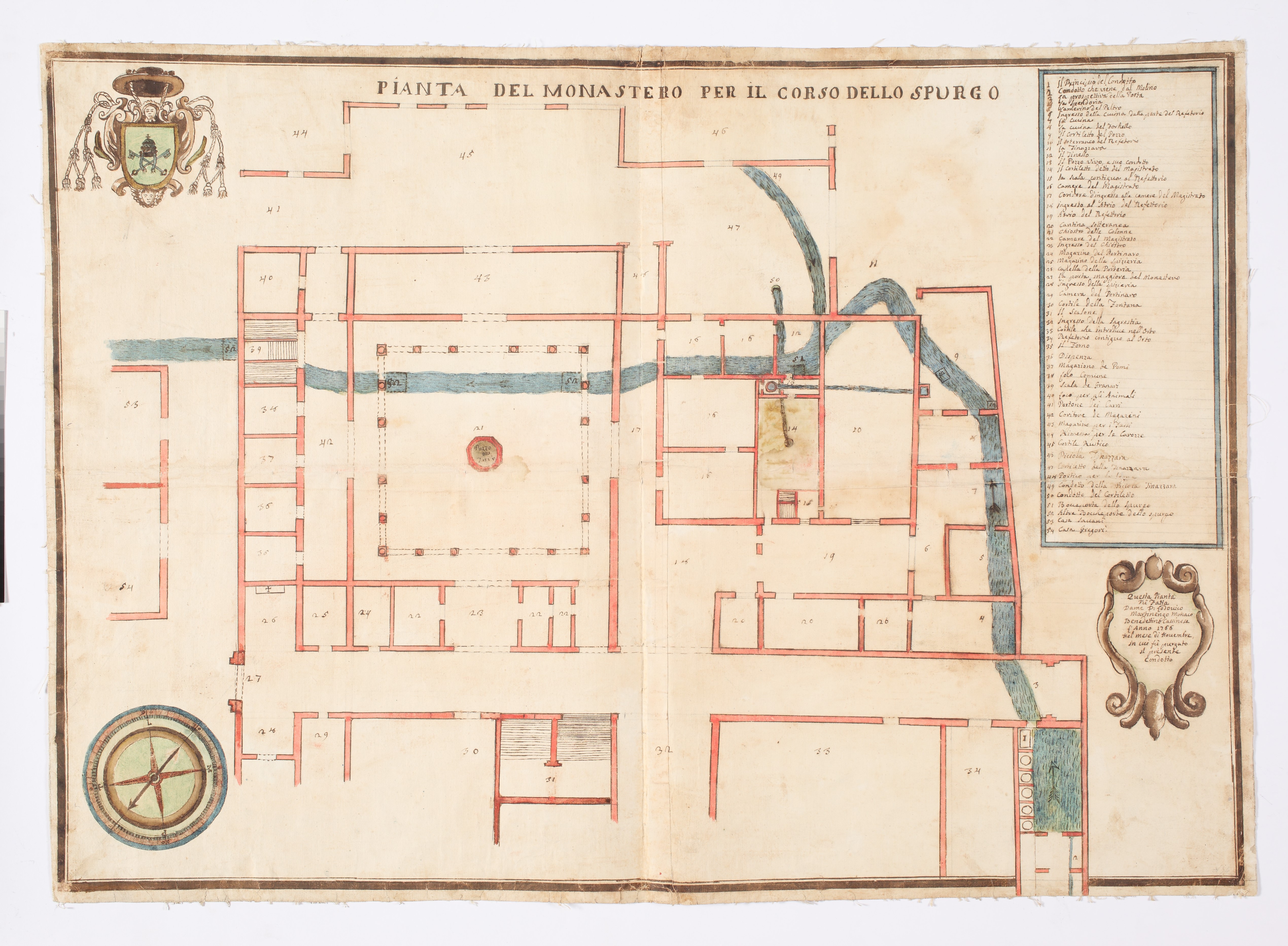 tav. 1 – Il monastero di San Pietro di Modena; autore Padre Lodovico Martinengo, novembre 1766; cm 84x59 (ASMo, Mappario Estense, Serie generale, mappa n. 74)