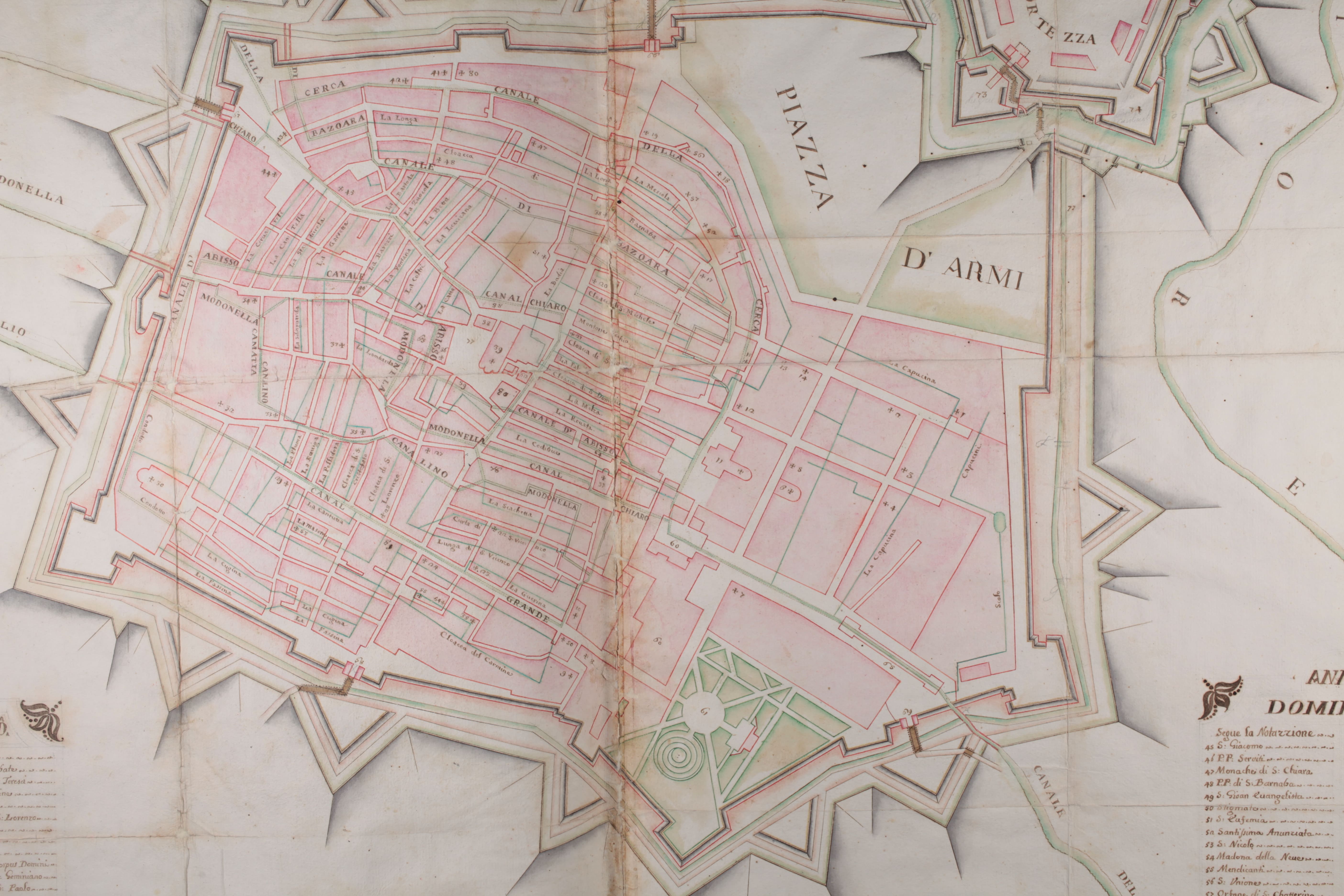tav. 3 -  “Pianta della città e fortezza di Modena” (1752); cm 98x75 (ASMo, Mappario Estense, Serie generale, mappa n. 307)