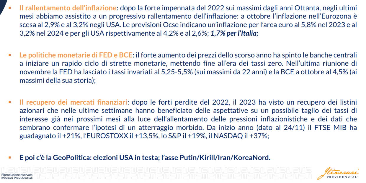 (Fonte: Itinerari previdenziali, Convegno di fine anno 2023 “Never normal vs older risk”, 5 dicembre 2023).