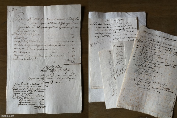Nota con la ripartizione della quota posta a carico degli insigniti e ricevute relative alle medesime