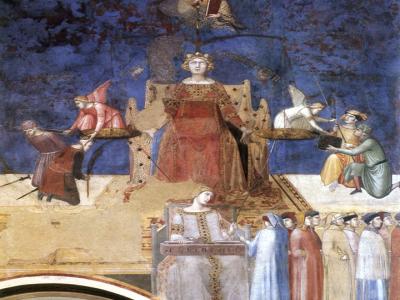 ​​​​​​​Immagine della giustizia nella Allegoria del buon governo, Sala della pace, Palazzo pubblico, Siena, 1338-39