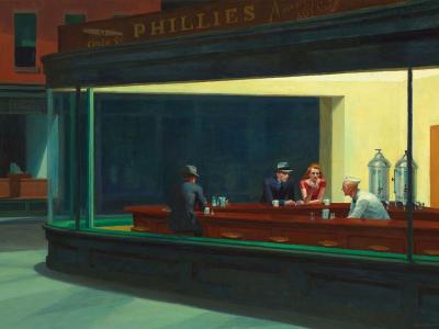 Nighthawks, Edward Hopper, 1942, Art Institute of Chicago Building