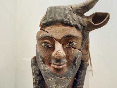 Antefissa a testa di Acheloo, 530-520 a.C. (terracotta policroma), da cerveteri, Roma, Museo Nazionale Etrusco di Villa Giulia