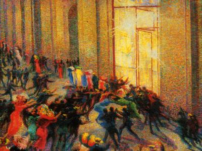 rissa in galleria, umberto boccioni, 1910