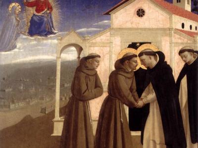 Angelico, incontro tra san Francesco e san Domenico