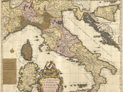 Carte particuliere des postes d'Italie, 1728