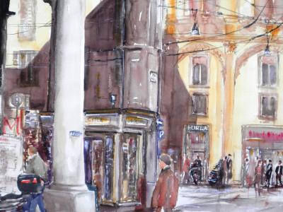 Maurizio Tangerini  Incrocio di Piazza Ravegnana olio su tela 120x80, 2012