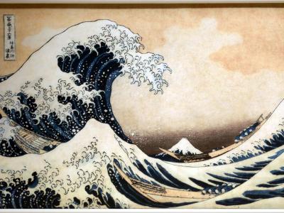 Katsushika Hokusai, sotto l'onda presso Kanagawa, dalla serie delle 36 vedute del monte Fuji