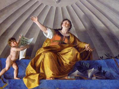  Geminiano Vincenzi e Pietro Minghelli, “Allegoria dell’Epica”, affresco, 1811 presso Archivio di Stato di Modena, ufficio della Direzione, già sala d’udienza dei funzionari di governo della Prefettura del Dipartimento del Panaro.  Credits fotografici: Giorgio Giliberti