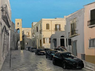 via duomo una mattina di luglio, 80x100, olio su tela, 2022