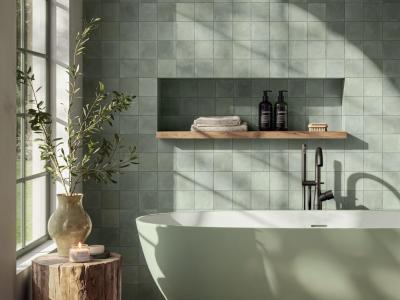 Panaria Ceramica collezione Filò gres piastrelle 10x10 e mattoncino per rivestimento bagno colorato